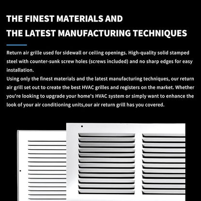 24x8 Return Air Grille(Duct Opening Size),Air Return Vent Cover,Flat Vent Cover,Rejillas De Aire Acondicionado para Casa,Return Air Grilles,Outer Dimensions:25.75"Wx9.75"H(24"W x 8"H, Duct Opening)