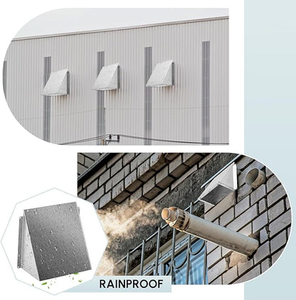 8" x 8" White Galvanized Steel Vent Cover with Mesh Screen, Duct Exhaust/Inlet Rain Deflector Air Outlet Grille Protection Roof Exhaust Hood Vent Cap for Indoor Outdoor Wall Roof Rain Snow