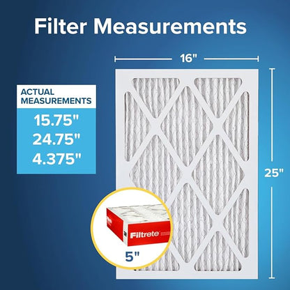 Filtrete 16x25x5 AC Furnace Air Filter, MPR 1000, MERV 11, Fits Lennox Devices, Allergen Defense, Electrostatic Air Cleaning Filter, 2-Pack (Actual Size 15.63x24.74x4.31 in)