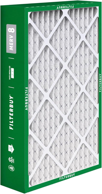Filterbuy 15.75x27.63x3.50 Air Filter MERV 8 Essential Dust & Allergy Defense (4-Pack), Pleated HVAC AC Furnace Filters for AprilAire Space-Gard 104 & 2140 (Actual Size: 15.69 x 27.56 x 3.50)