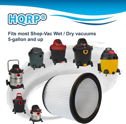 HQRP 12 pack Cartridge Filters Replacement for Shop-Vac 90304 90350 90340 9033 for most Wet/Dry Vacuum Cleaners 5 Gallon and above