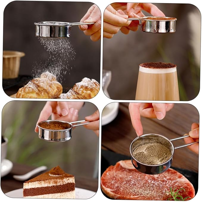 2pcs Stainless Steel Powdered Sugar Sieve Flour Sieve Sugar Sifter Baking Filter Light Strong Non-slip Handles