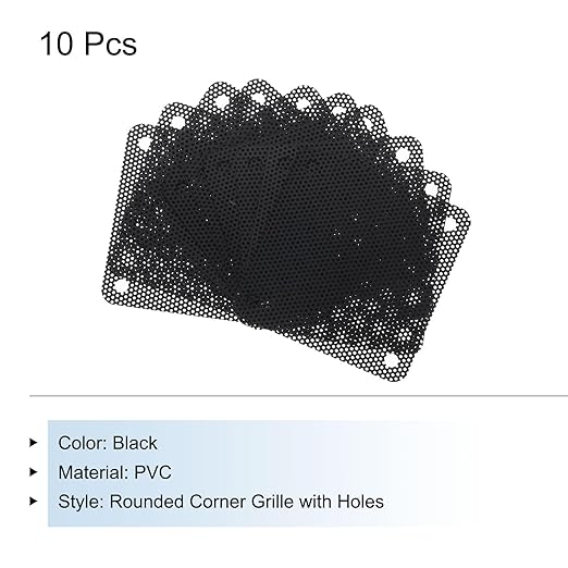 MECCANIXITY 10PCS PC Dust Filter, 50mmx50mm PVC Computer Case Cooler Dustproof Mesh Cover Fan Grills for Computer Chassis Speaker, Black