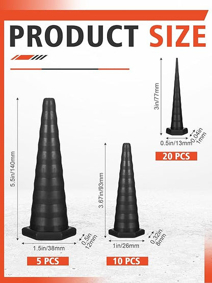 Hydraulic Oil Service Plugs Large Medium Small Sizes Multi Pack Rubber Drip Proof Hose Plugs Industrial Hydraulic Kit for Irrigation, 3 Sizes (35 Pcs,Black)
