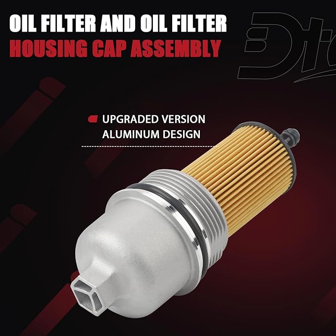 Aluminum Engine Oil Filter Housing Cap with Oil Filter Assembly Compatible With Jeep Chrysler Dodge Ram Vehicle 1500 Cherokee Wrangler Charger Durango 3.6L V6 Replace# 917-190 68191349AC 68191350AA