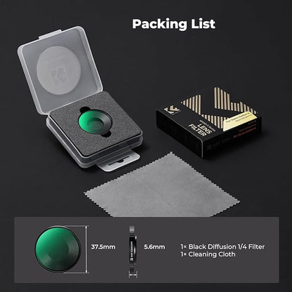 K&F CONCEPT Screw On Black Diffusion 1/4 Filter Compatible with DJI Osmo Action 6, Creative Mist Cinematic Effect Filters, Multi-Coated/Optical Glass/Aluminum Alloy Frame Action Camera Accessories
