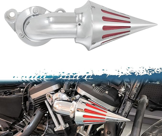 Air Cleaner Motorcycle CNC Spike Air Intake Filter Kit Fit for Harley Sportster XL Iron 883 1200 2004-2022 (Chrome)