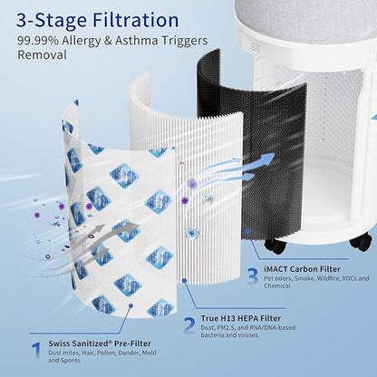 Genuine CleanForce AllerSync MaxPure H13 True HEPA Sanitized Air Filter for Rainbow Series, filters Dust, Somke, Pollen, Lint, Allergens, Pet Hair Dander and Odors