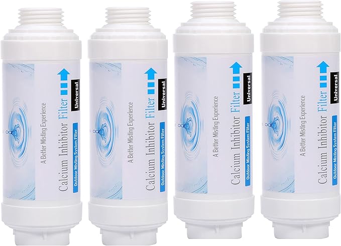 Mornajina 4 Pieces Calcium Inhibitor Filter, Outdoor Misting System Protector for Mist Nozzle, Preventing Scale Buildup from Clogging Up