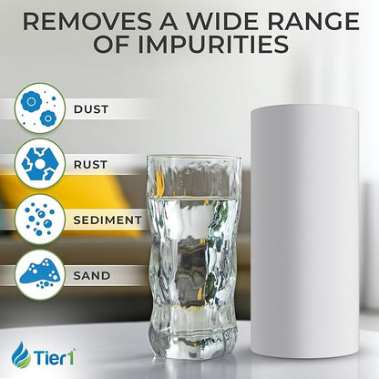 Tier1 1 Micron 10x4.5 Water Filter | Spun Wound Polypropylene Whole House Sediment Water Filter | Replacement for Pentek DGD-2501, 155359-43, SDC-45-1001 | 4.5 x 10 Water Filter Cartridge (12-Pack)