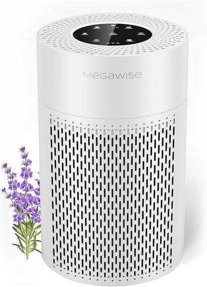 MEGAWISE Air Purifier for Home and Pets Hair, Smokers in Bedroom, Large Room, Smart Air Quality Sensor, Filters VOCs, Odors, Dust, Ozone Free