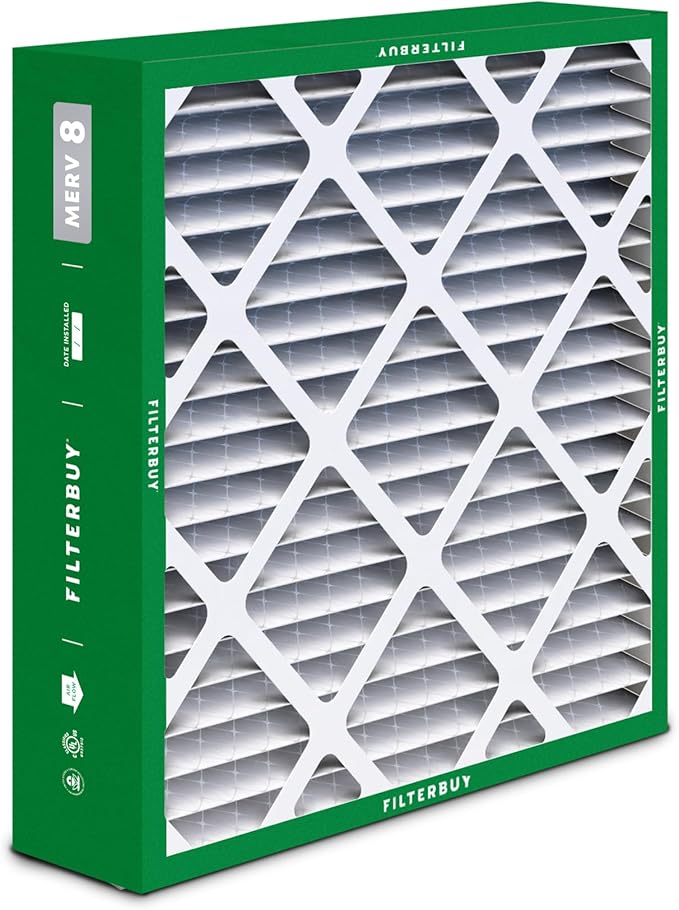 Filterbuy 21x21x5 Air Filter MERV 8 Essential Dust & Allergy Defense (4-Pack), Electrostatic Pleated HVAC AC Furnace Filters Replacement for Rheem, Ruud, & Protech (Actual Size: 20.63 x 20.63 x 4.38)