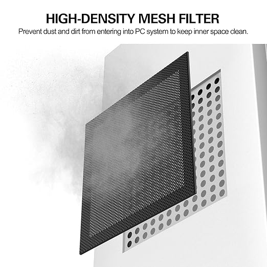 MoKo 120mm Dust Filter for Computer Cooler Fan, [4 Pack] Magnetic Frame PC Fan Dust Mesh PC Cooler Filter PVC Dustproof Cover Computer Fan Grills - Black