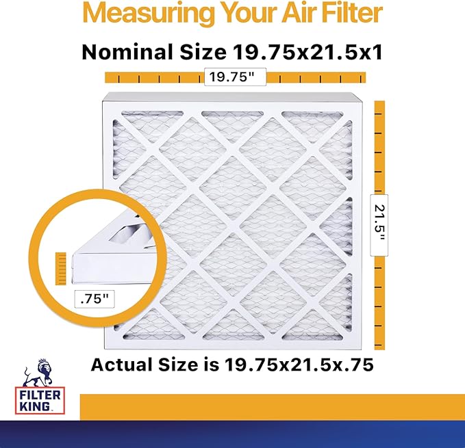 Filter King 19.75x21.5x1 Air Filter | 6-PACK | MERV 13 HVAC Pleated A/C Furnace Filters | MADE IN USA | Actual Size: 19.75 x 21.5 x .75"