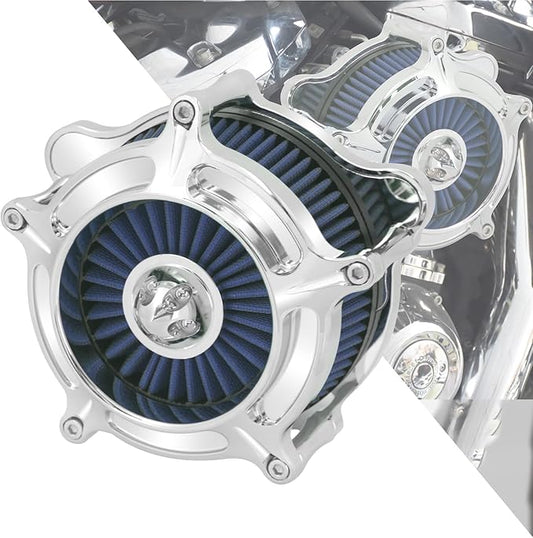 HDBUBALUS Motorcycle Air Filter Air Cleaner Intake System Cleaner Fit For Harley M8 Touring 2017-2023 Softail 2018-2024 Trike 2017-2025 Chrome