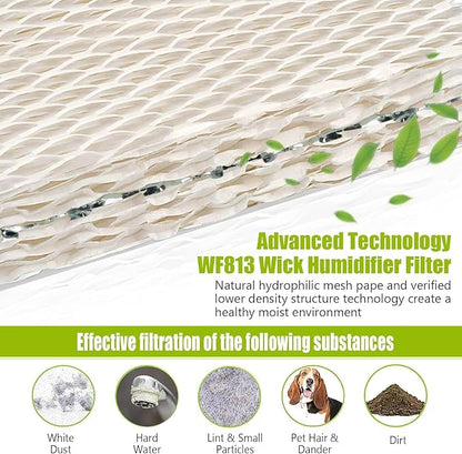 6 Pack WF813 Humidifier Filters Wick Replacement Compatible with ReliOn RCM-832 RCM-832N WF813 DH832 ProCare PCWF813 Equate EQWF813 EQ-2119-UL Duracraft DH-830 Cool Mist Humidifier Filters
