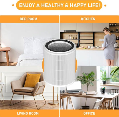 OSAP5FIL True HEPA Filters Replacement Compatible with OdorStop OSAP4 OSAP5 OSAP5FIL Air Cleaner Purifiers, Multi-Stage Filtration with Activated carbon Air Clean Dust VOCs Odor, 2 Pack