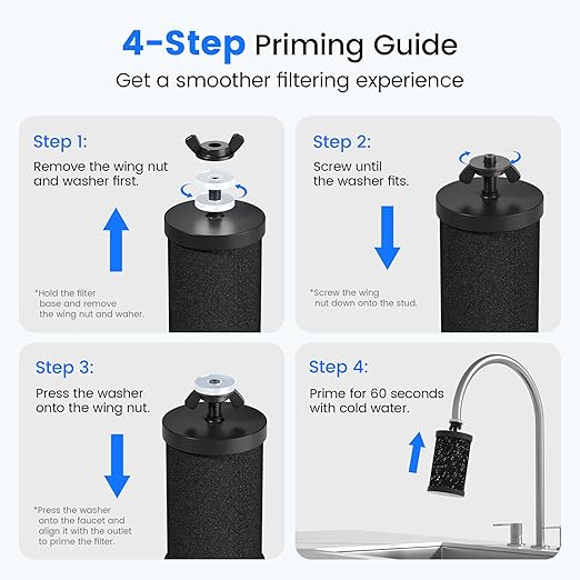 Purewell Square Series 3-Stage Gravity Fed Water Filter System with Smart Timer, Stainless Steel Countertop System with Water Level Window, 2 Upgraded Filters and Stand, Reduce 99% Chlorine, SQ-2.25G