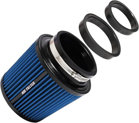 3" 3.5" 4" Inlet Car Replacement Cold Air Intake Filter 76mm 89mm 102mm 3 Sizes in 1 High Flow Performance Cone Air Filter (Blue)