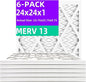 24x24x1 MERV 13 (6-Pack) Pleated Air Filter (Actual Size: 23.75"x23.75"x0.75") MPR 1900 & FPR 10, Furnace Air Filters, 24x24x1 air filter