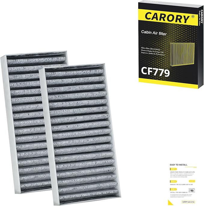 Cabin Air Filter w/Activated Carbon for Jeep Wrangler (2011-2017), Wrangler JK (2018), OE# 55111302AA, 68233626AA, CF11777, C16177E, P3923WS