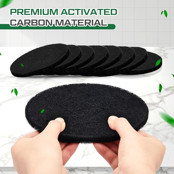 Pangda 8 Pack Oval-Shaped Charcoal Filters for Compost Bucket Countertop Bin Pails in Indoor, Activated Charcoal Filter Dimensions Approx 6-1/2 x 5 Inches 3/8 Inch Thick