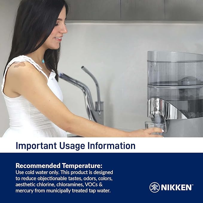 Nikken - PiMag Waterfall System - Advanced Ionic Filtration, Copper Particles, Chlorine & Lead Reduction, pH Balance, Fresh Drinking Water - 1 Unit