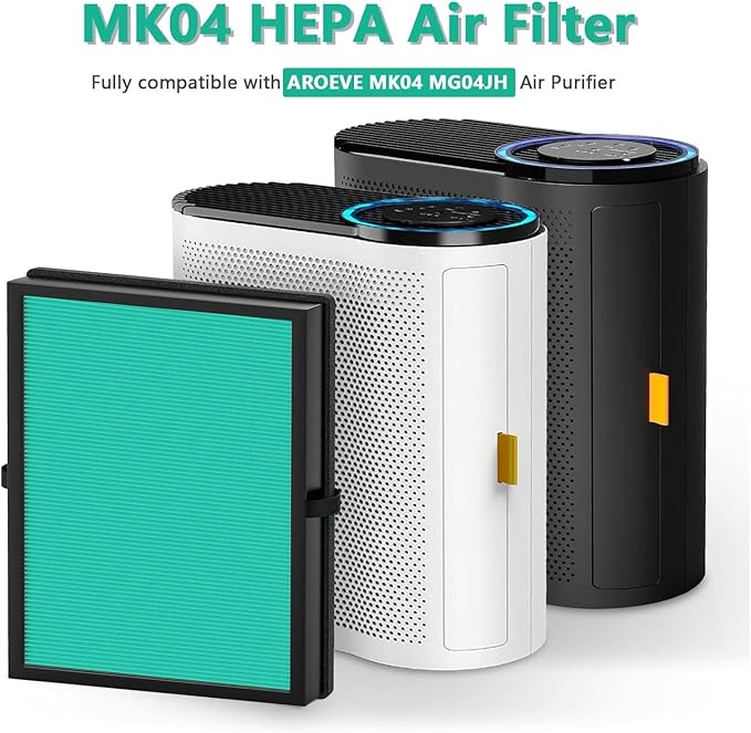 2Pack MK04 Air Filter Replacement for AROEVE MK04 MG04JH Air Purifier for Home Pet Dander Hair. 4 in 1 H13 HEPA Air Filter for MK04 Pet Filter Suitable-Pet Dander Version