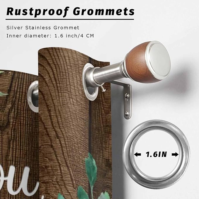 Summer Outdoor Curtains for Patio Sunflowers Eucalyptus Leaves Wood Waterproof Outside Curtains with Grommet Top Weatherproof Curtain for Cabana Pergola Gazebo, 2 Pack, 54" W x 108" L
