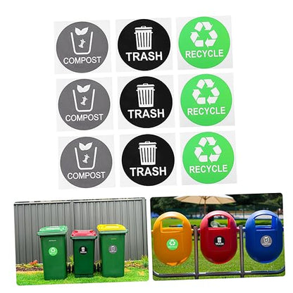 9pcs Trash Can Classification Stickers Self-Adhesive Recycling Decals for Easy Waste Sorting Options for Home and Kitchen Use