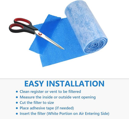 Cut to Fit Air Filter Roll - MERV 8 Up to 50 Filters Cut to Size Air Filter Material Roll-12x90 Inch