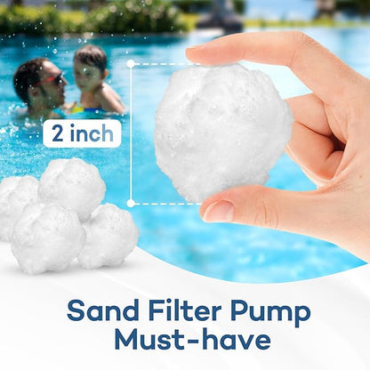 Pool Filter Balls - 3.1 lbs Reusable Filter Balls for Sand Filter, Replaces 100 lbs Pool Filter Sand, High Filtering Accuracy Cotton Balls for Pool Filter, 2 Inch Sand Filter Balls