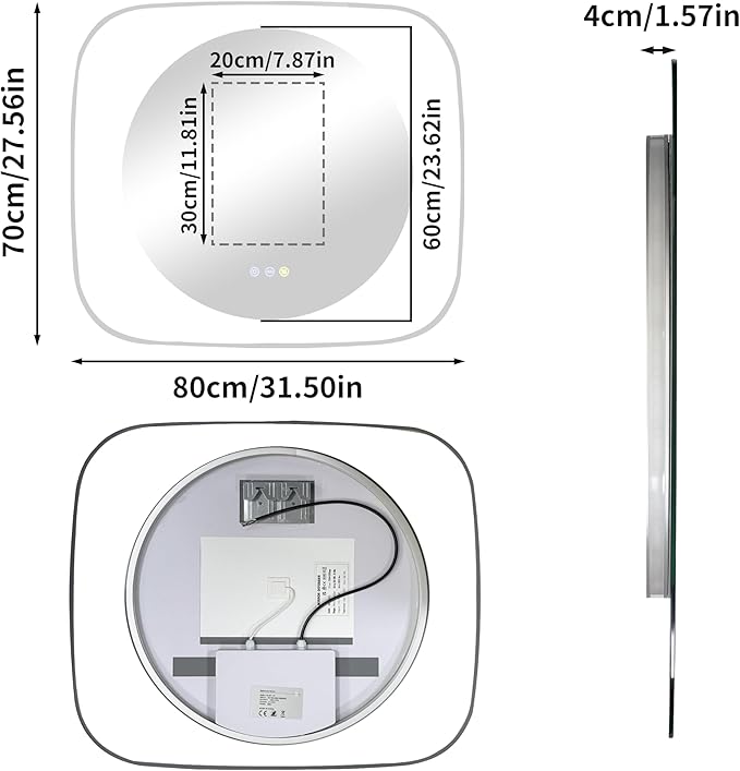 LUVODI Lighted LED Bathroom Mirror: 28”x32” Transparent Wall Mounted Vanity Mirror with Bright Back Lit - Illuminated Dimmable 3 Colors Mirrors with Smart Memory Form Anti-Fog for Bathroom