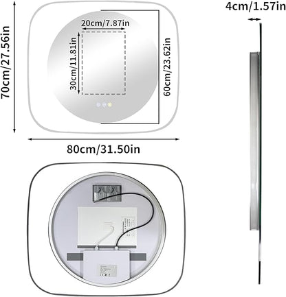 LUVODI Lighted LED Bathroom Mirror: 28”x32” Transparent Wall Mounted Vanity Mirror with Bright Back Lit - Illuminated Dimmable 3 Colors Mirrors with Smart Memory Form Anti-Fog for Bathroom