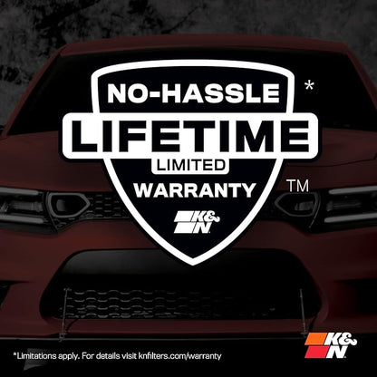 K&N High-Flow Original Lifetime Engine Air Filter: Increase Power: Premium, Washable: Compatible with Chrysler/Dodge: 300, Challenger, Charger, 33-2460