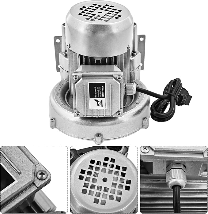 0.16 HP 120W Regenerative Blower, 220V 24CFM 50HZ Single Phase, High-Pressure Vortex Ring Blower Industrial Vacuum Pump for Fish Pond, Industrial blowers, Textile industry, Dust removal