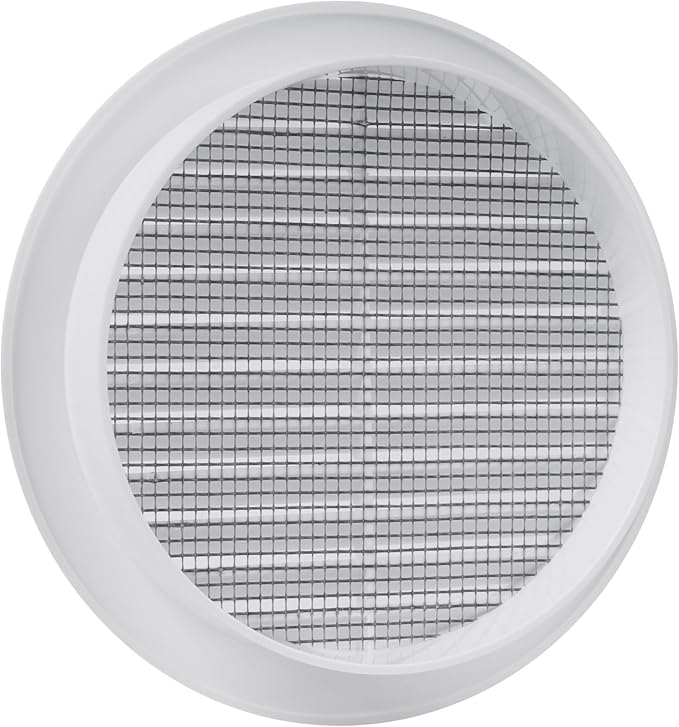 Vent Systems 5'' Inch - White - Soffit Vent Cover - Round Air Vent Louver - Grill Cover - Built-in Insect Screen - HVAC Vents for Bathroom, Home Office, Kitchen
