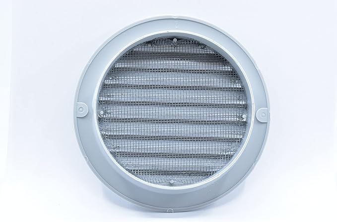 VENTS-US - 6" Round Plastic Vent Cover in Light Grey with Built-in Insect Screen Mesh and Flange for Supply or Exhaust Air Applications - Compatible with a 6 Inch Duct Diameter