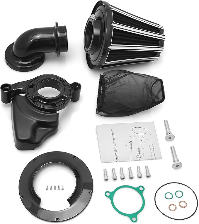 Big Sucker cone Air filter intake for harley air Cleaner Sportster Softail fatboy heritage dyna touring street road king Glide (Gauge style -Black, TypeD : Touring M8 17-UP, Softail 18-UP)
