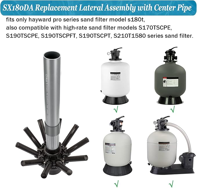 SX180DA Pool Filter Replacement Parts Lateral Assembly with Center Pipe for Hayward Pro Sand Filter Laterals Series S180T