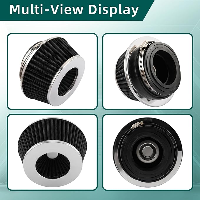 AUTOKAY Universal Clamp-On Air Filter Round Reverse Tapered Washable Filter 3 in/3.5 in/4 in Flange ID, 2.625 in (67 mm) Height, 6 in (152 mm) Base, 4.75 in Top, SPE-8161, Black