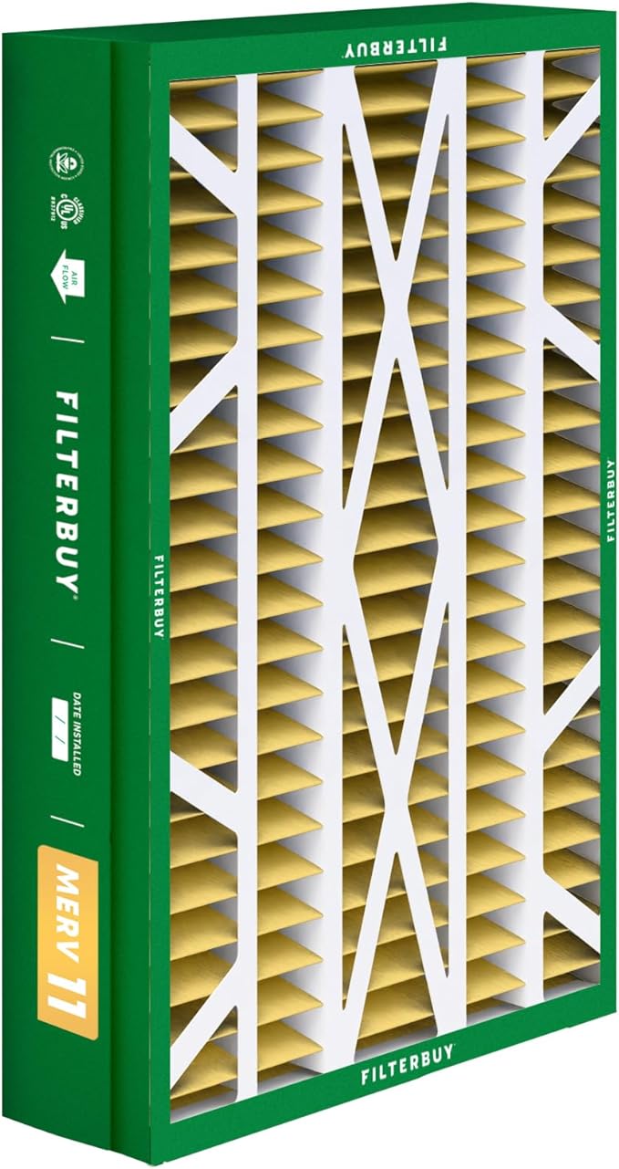 Filterbuy 14.5x27x5 Air Filter MERV 11 Superior Pet & Allergy Defense (3-Pack), Pleated HVAC AC Furnace Filters for Trane, American Standard, Honeywell, and More (Actual Size: 14.06 x 26.13 x 4.97)