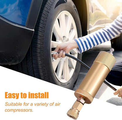 High Pressure PCP Air Filter Oil-Water Separator, 40MPa/5800Psi Inline Moisture Separator with 8mm Quick Connect, Complete Kit with 25 Filters, Sealing Rings & Gaskets for Air Compressor Pump (Yellow)