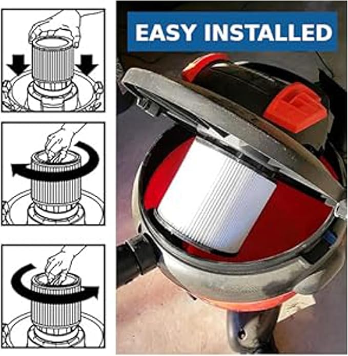 HQRP 12 pack Cartridge Filters Replacement for Shop-Vac 90304 90350 90340 9033 for most Wet/Dry Vacuum Cleaners 5 Gallon and above