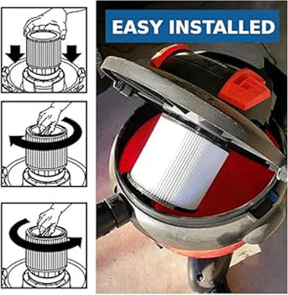 HQRP 12 pack Cartridge Filters Replacement for Shop-Vac 90304 90350 90340 9033 for most Wet/Dry Vacuum Cleaners 5 Gallon and above