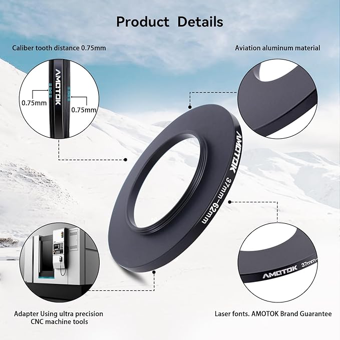 37mm Lens to 62mm Camera Lens Adapter,37mm to 62mm Filter Step up Ring Adapter Ring,Compatible All 62mm Filter Accessory