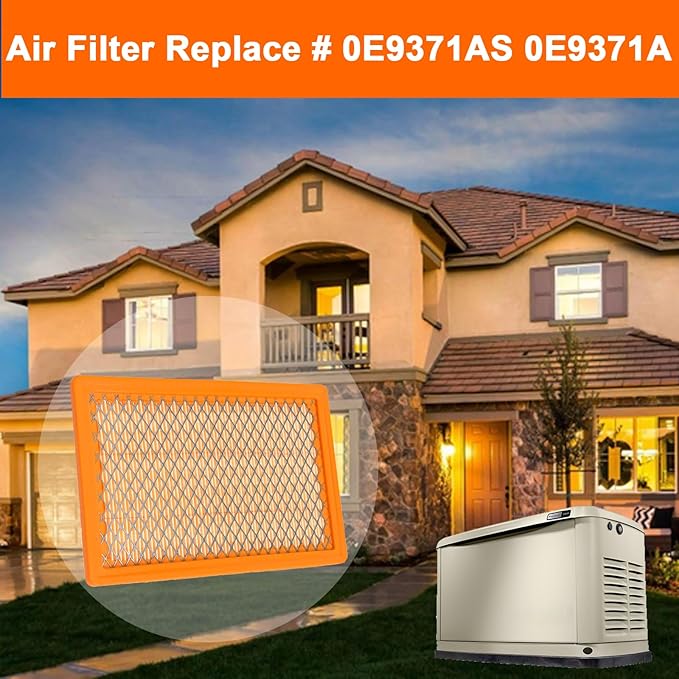 0E9371AS Air Filter for Gene-rac 410cc 530cc 8kW & 11kW Post 2013 Evolution Series V-Twin Engine Generators - 2 Pieces