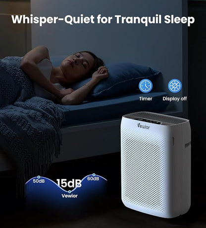 VEWIOR Air Purifiers for Home Large Room Up to 3000Sq.ft, H13 HEPA Air Cleaner with Washable Pre-Filter, PM2.5 Display, Sleep Mode, Timer, Aromatherapy, Auto Mode for Smoke, Pet Hair, Dust Pollen