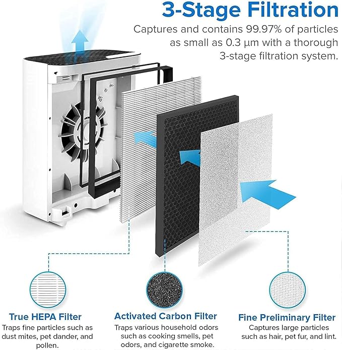 LEVOIT Vital 100 Replacement Filter, Genuine Air Purifier Filter, High-Efficiency Activated Carbon for Removal of Smoke, Odor, Allergens, Pollen,Vital 100-RF, White, 2 count (Pack of 10)