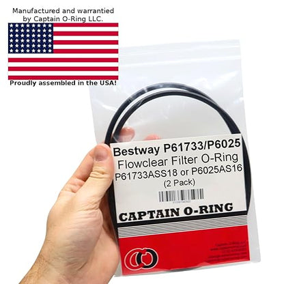 Captain O-Ring Replacement P61733 / P6025 O-Rings for Select Bestway Flowclear Filter Pumps (2 Pack, P61733ASS18 / P6025ASS16)